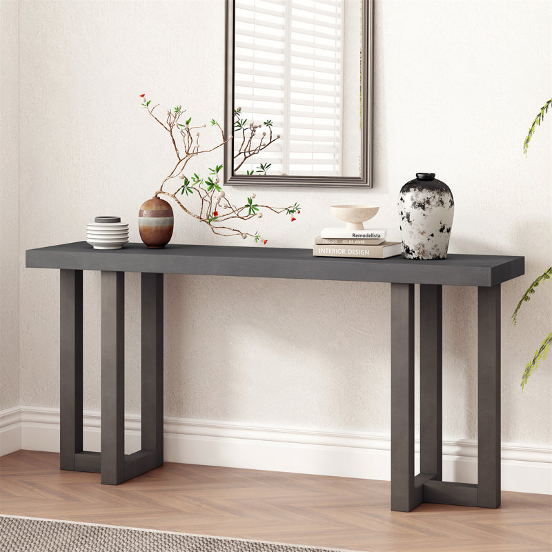 Console de conception géométrique avec pieds en pin massif, idéale pour le vestibule, le couloir, le salon et la chambre à coucher