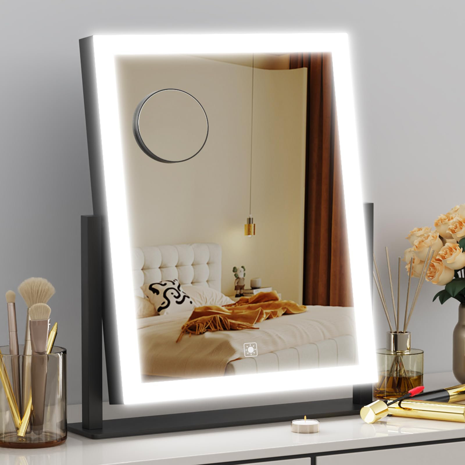 thumbnail image 2 of NEZZOE Hollywood Vanity Mirror With Lights – 9 Bulbs, 3 Lighting Modes & Detachable 5X Mag 2 of 10