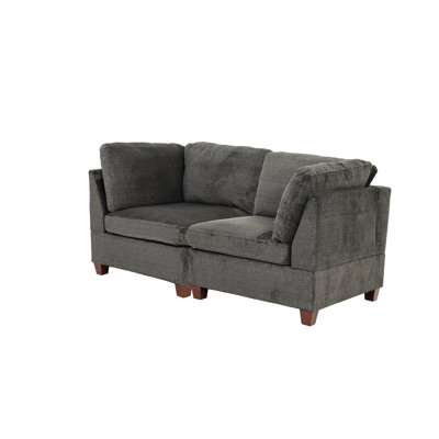 Modulaire - 2 pièces en chenille grise, support de chaise en bois