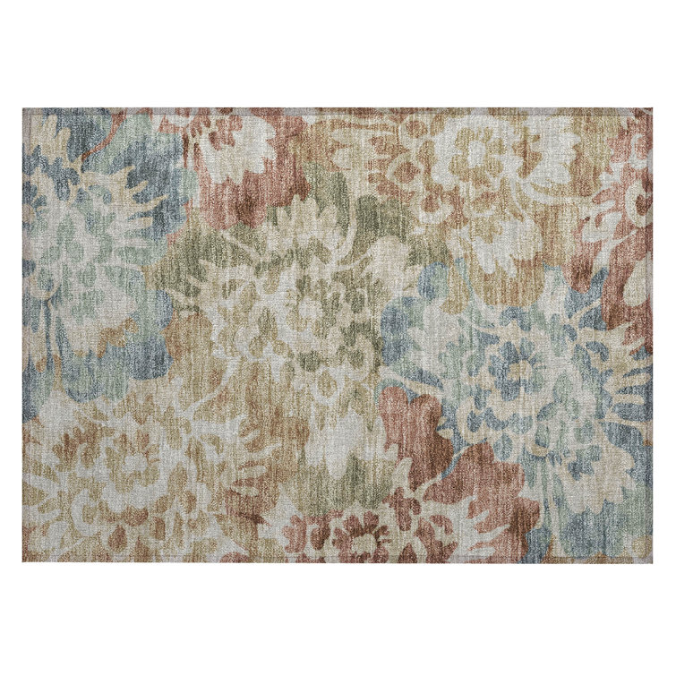 Machine Washable Indoor/Outdoor Xhevrie Paprika Rug