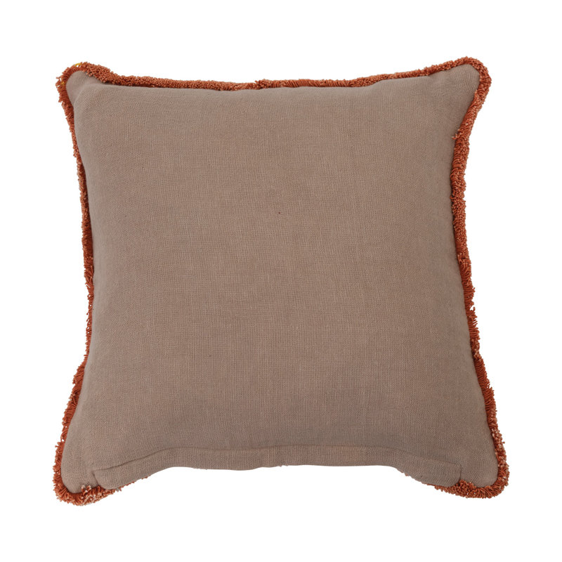 Metallic Floral Pattern Square Pillow with Eyelash Fringe