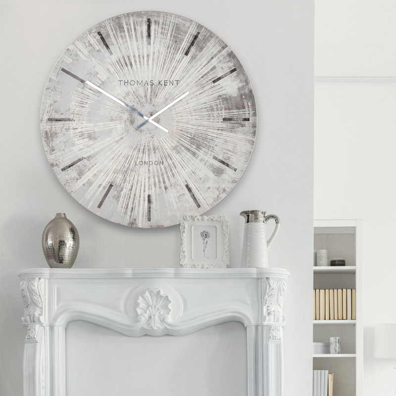 Starburst Wall Clock, 92cm H x 92cm W x 5cm D, Grey