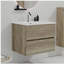 Meuble-lavabo mural Gloria en chêne brut et chêne brut avec évier intégré en céramique avec trop-plein Gloria-1056220239-1056220238