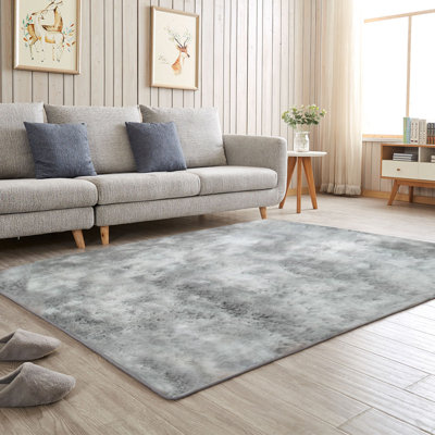 Tapis à poils longs gris, tapis moelleux d'intérieur moelleux pour la chambre à coucher du salon