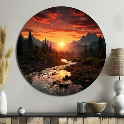 Sunrise Morning At The River - Landscapes Round Metal Art