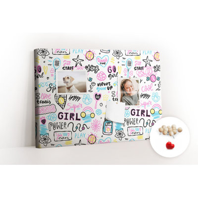 Wall Mounted cork board with print wall art notice boards home office bulletin board ideas Doodles pattern