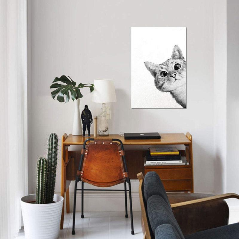 « Sneaky Cat », reproduction sur toile, H 12 po x l 8 po, Toile tendue, Sans cadre