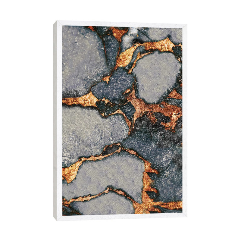 Gemstone and Gold - Grey 1 Piece Floater Frame Wall Art on Canvas, 66.04 cm H x 45.72 cm W, White Framed