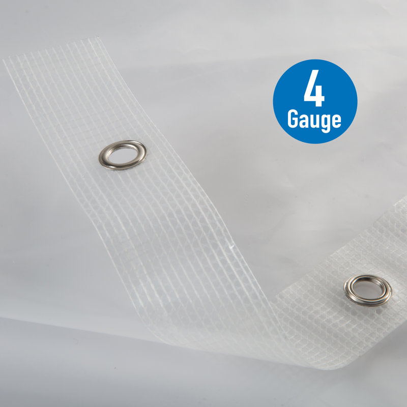 Clear Heavyweight PEVA Shower Curtain with 5 Mesh Pockets