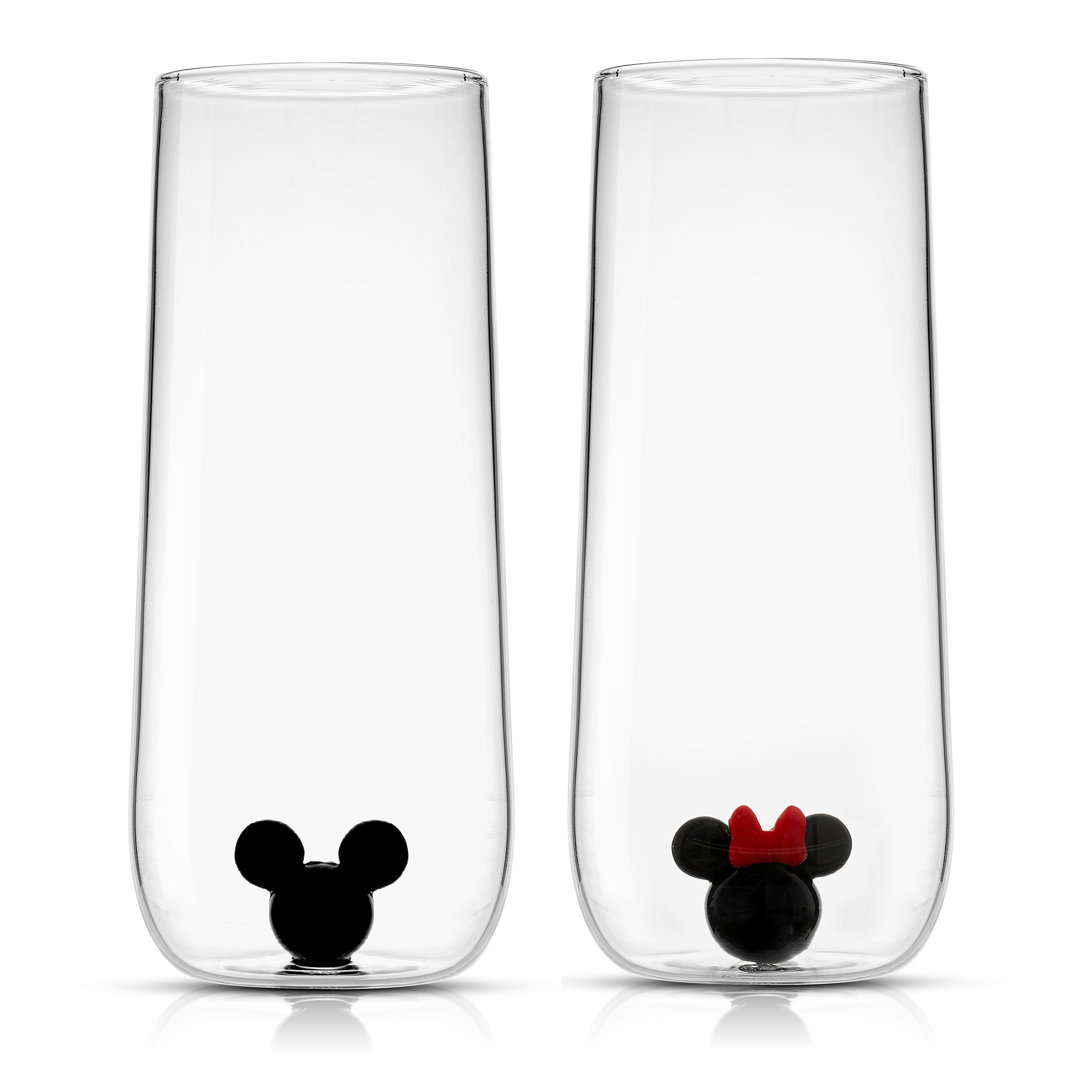 JoyJolt Disney Mickey & Minnie Icon Tall Highball Drinking Glass - 14 oz JoyJolt