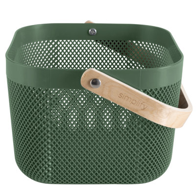  Small Mesh Plastic Storage Basket with Wooden Handle Forest