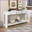 Table basse rustique chic en bois massif pour le salon et amp; Foyer, blanc antique avec tiroirs de rangement Assemblage facile-748507681