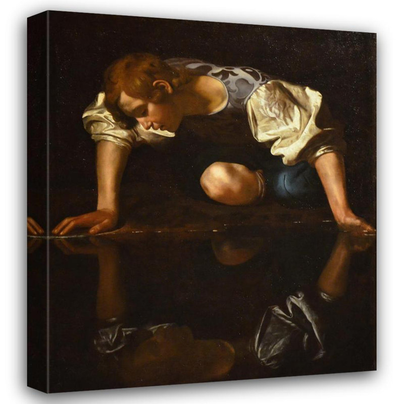 "Narcissus" par Caravaggio - Toile tendue avec châssis, H 24 po x l 17 po