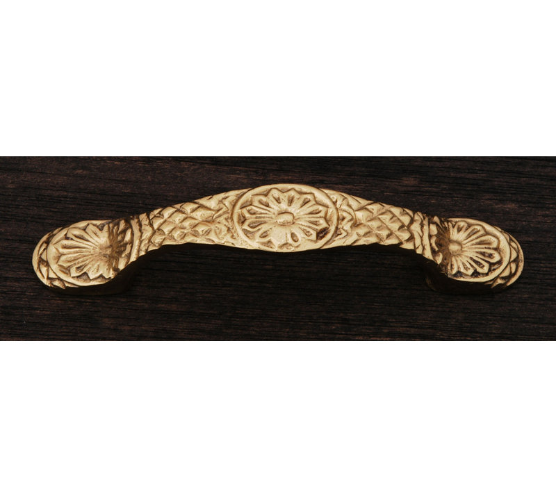 Poignée arquée fleurie 3 po Ornate, Laiton poli