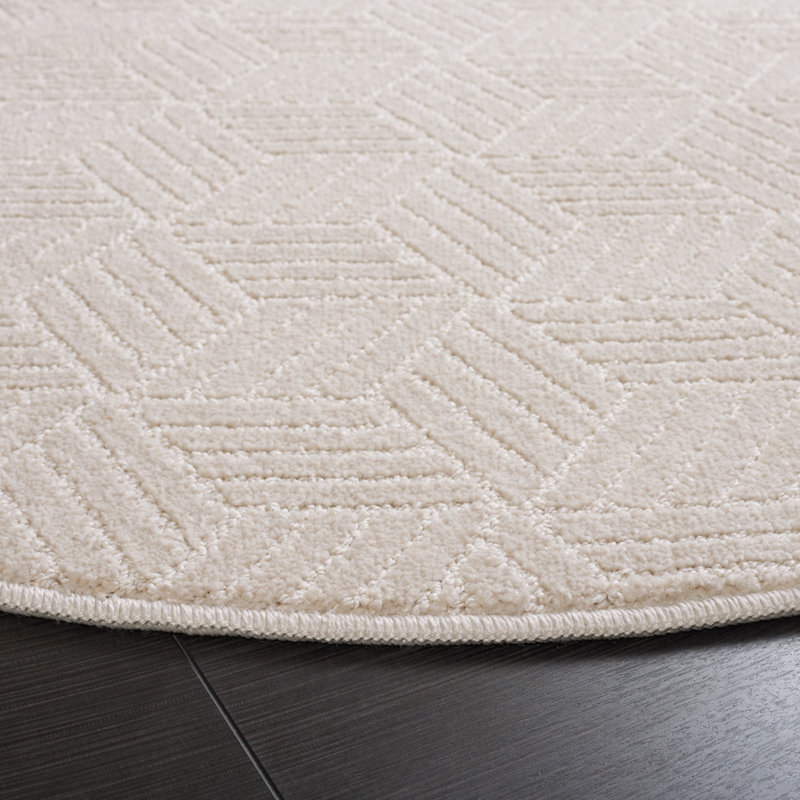 Anjolee Pattern And Solid 410 Area Rug In Ivory, Round 5'3"