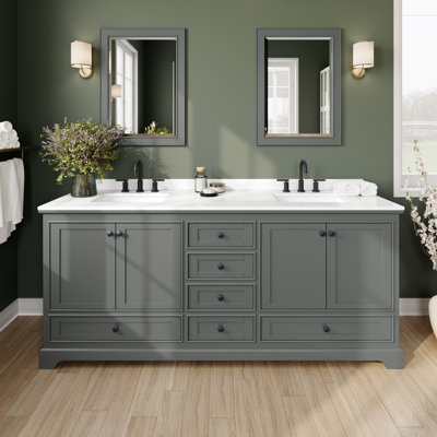 Deborah 80'' Double Bathroom Vanity with Quartz Top