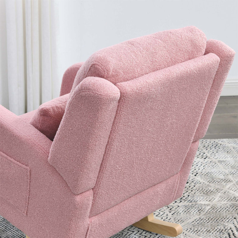 Fauteuil berçant décontracté à dossier haut avec coussin lombaire, poches latérales et tissu en peluche Welike