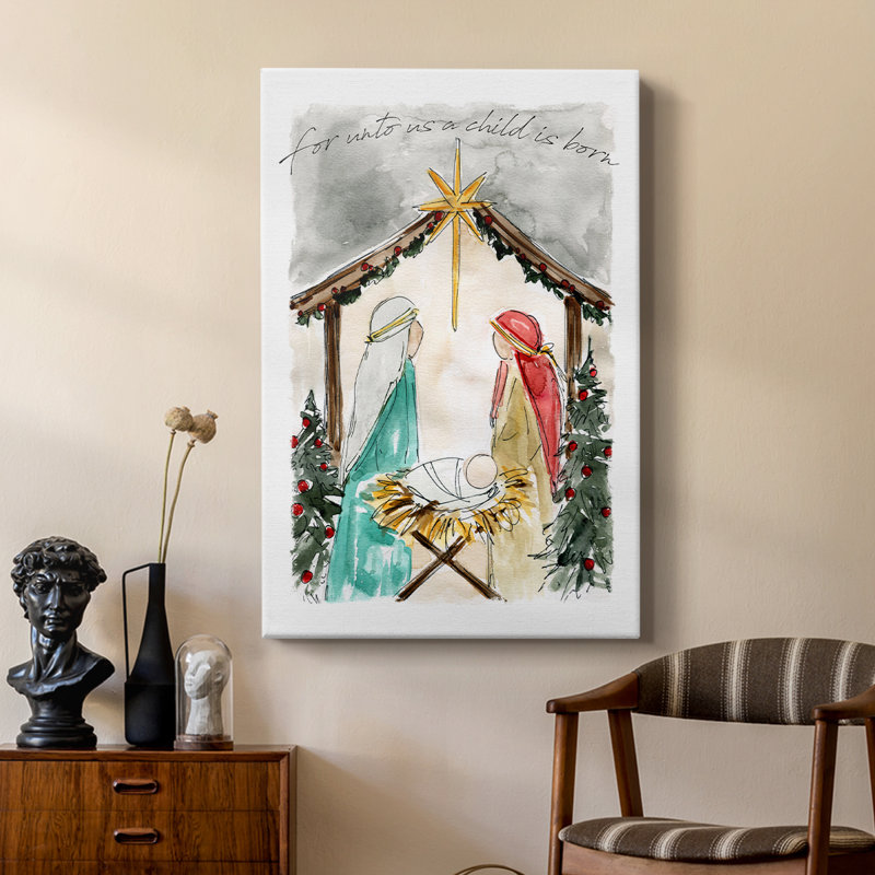Unto Us A Child is Born - galerie sur mesure Cavas, H 27 po x l 18 po