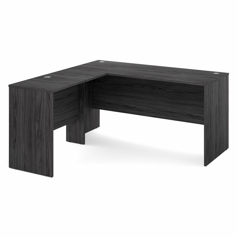 60 Inch L-Shaped Office Desk, Executive Desk with Reversible Desk Return, Desk Cord Grommet, For Home Office, Coastal Grey