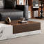 Table basse moderne en marbre et noyer de 51 po avec rangement en noyer et en bois noyer