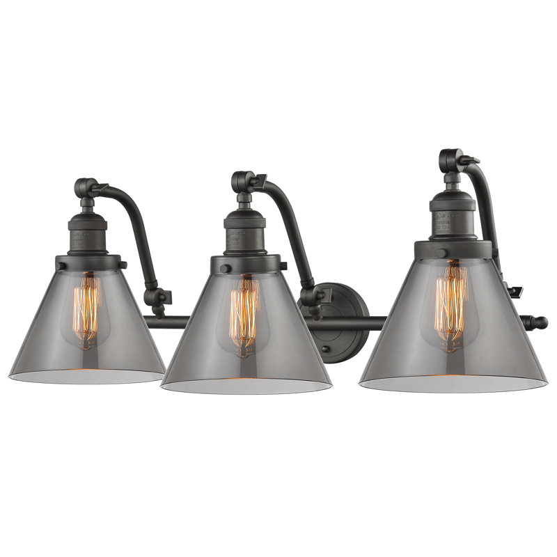 Plumlee 3 - Light Dimmable Vanity Light, Oil Rubbed Bronze, 3 W LED Vintage Dimmable Bulb, Seedy
