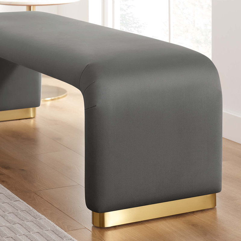 Koda Entryway Bench, Brass Gold, Storm Gray
