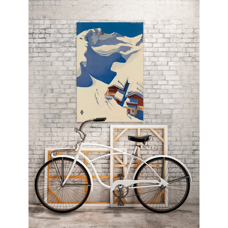 « snowy chalet », publicité rétro sur toile tendue, H 60 po x l 40 po