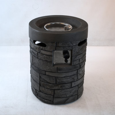 High 20 Inch Diameter Outdoor Gas Fireplace, , With Lava Stones And Rainproof Enclosure Burner, 32000 , Cover