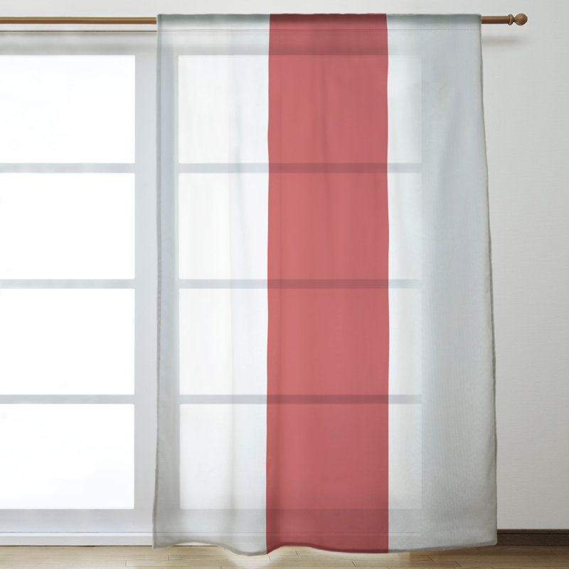 Panneau de rideau simple diaphane avec passe-tringle Stripes, Louisville fenêtre blanche / rouge / blanc