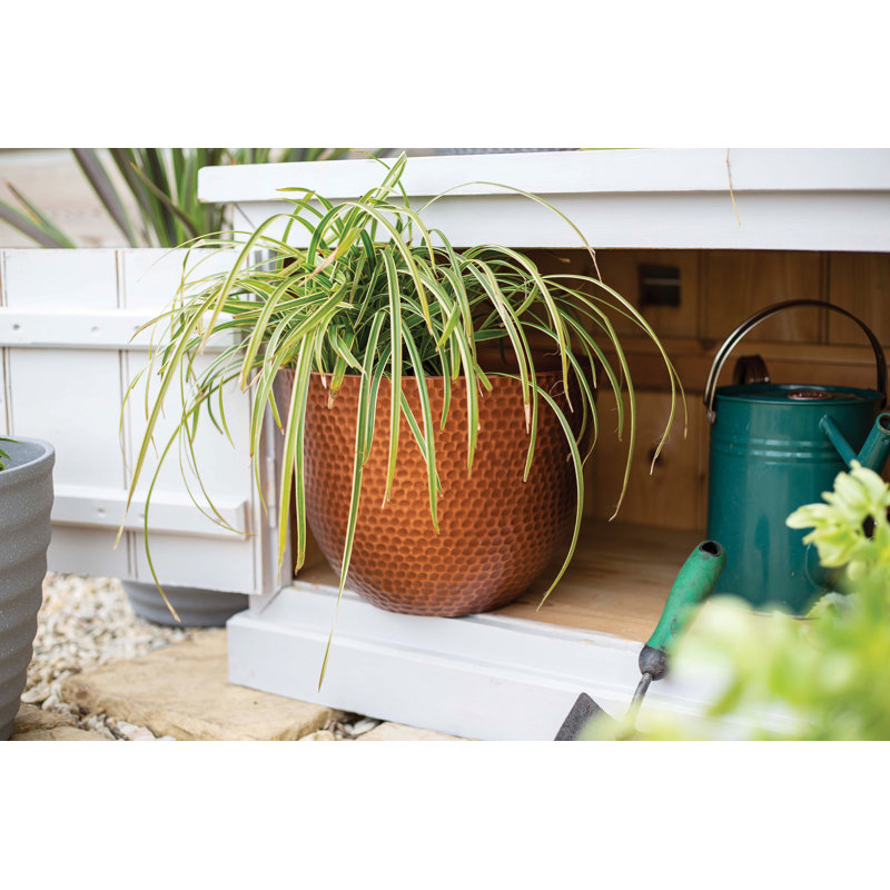 Simson Lightweight Recycled Plastic Garden Pot Planter with Drainage Holes Elements, Copper , 28cm H x 31cm W x 31cm D