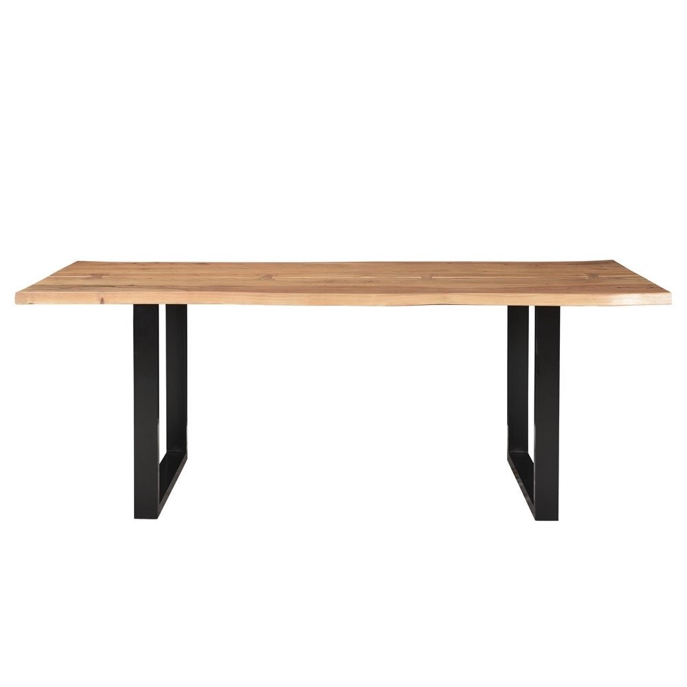 Loon Peak® Cureton Solid Wood Top Metal Base Dining Table | Wayfair