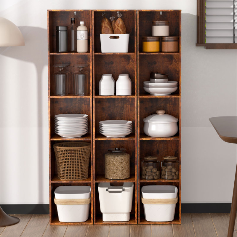 5-cube Bookcase, Freestanding Storage Cabinet, Closet Organizers And Storage For Bedroom, Study Room, Closet, Brown