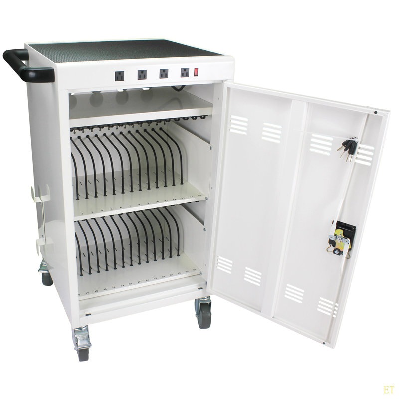 Chariot et armoire de charge mobile pour tablettes PC portables 31 + 4, Blanc antique