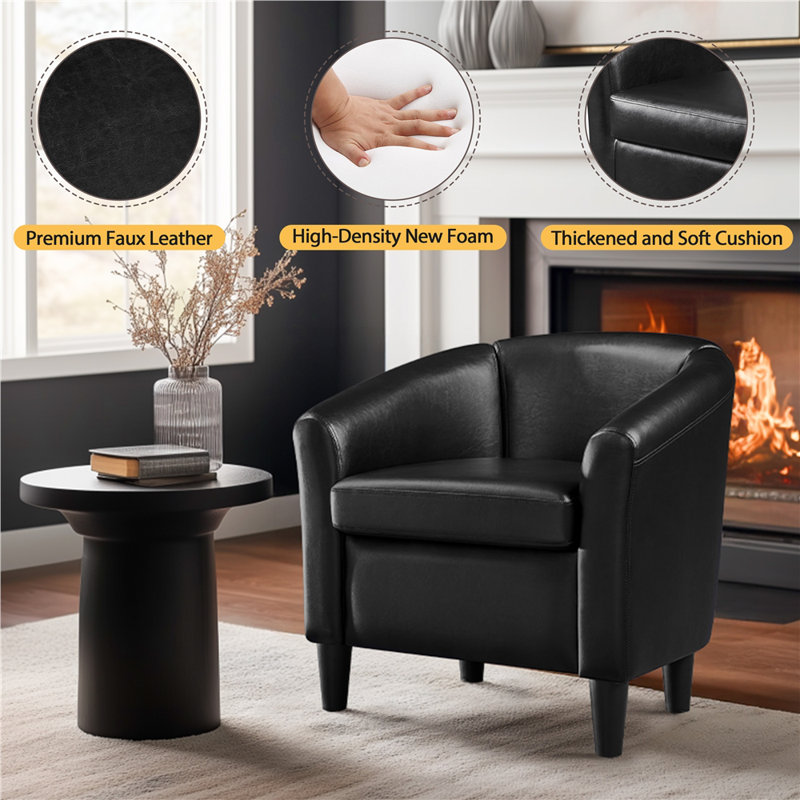 Altoga CAL117 Compliant 27.5'' Wide Armchair, Black Faux Leather