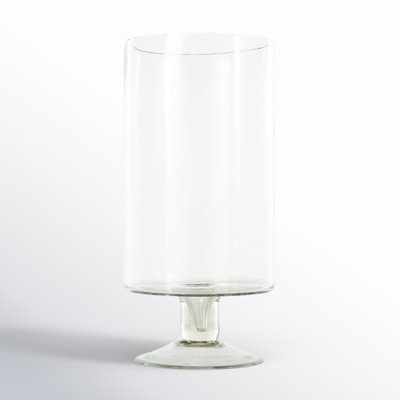 Perry And Grey Glass Round Candle Holder With Elevated Base