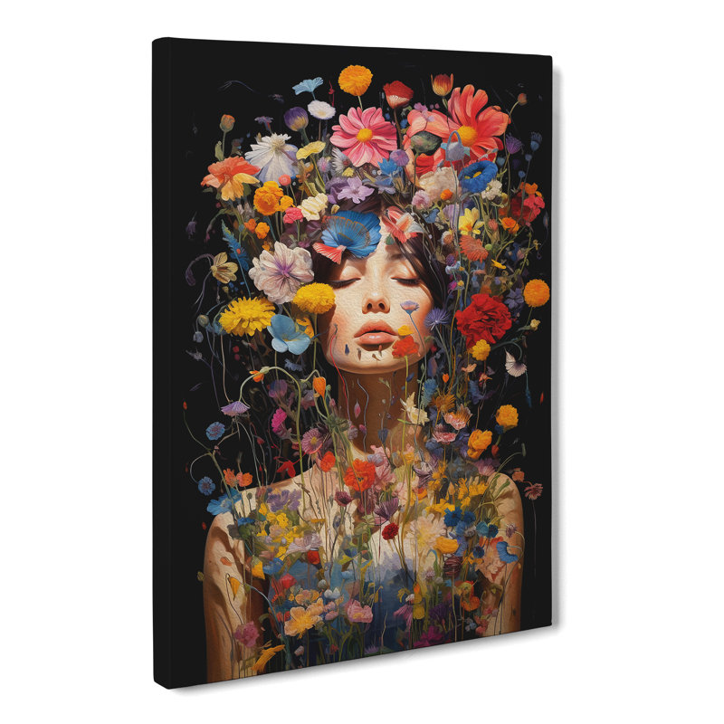 Wildflowers Neo-Plasticism - Wrapped Canvas Print, 60cm H x 40cm W x 3cm D