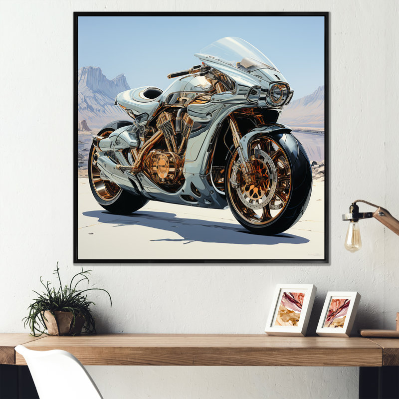 Futuriste Speedster sur toile, Cadre flottant noir, H 36 po x l 36 po x P 1,5 po