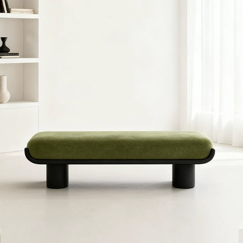 Banc rembourré vert en bois massif, H 17,72 po x l 47,24 po x P 17,72 po