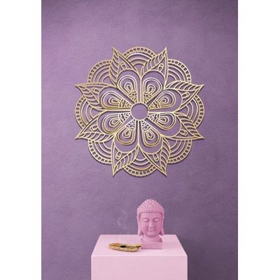 Décoration murale abstraite mandala en métal, décoration florale créative en métal