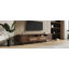 Oval TV Cabinet with Rattan Drawers and Sliding Doors 170*40*40 cm MDF 1 Piece TV Unit Oak Adjustable Legs with Gold Handles