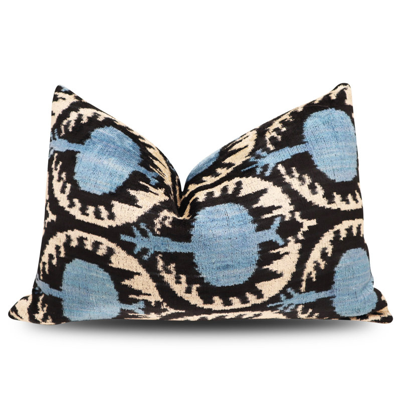 Geometric Throw Pillow, Blue/Black/White