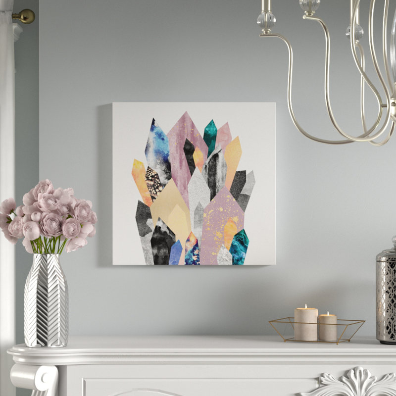 Crystals, impression sur toile tendue, Papier d'art encadré noir, Blanc, H 24 po x l 24 po x P 1 po