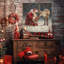Père Noël et renne dans la neige, art mural sur toile-378230792