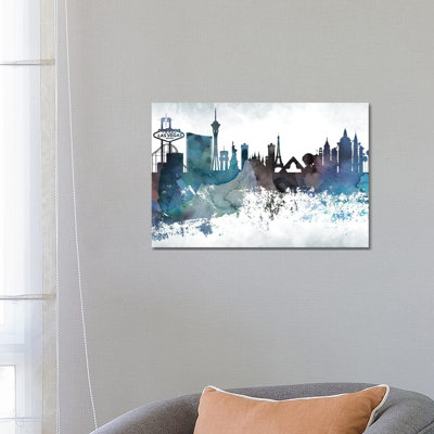 Las Vegas Bluish Skylines 1 Piece Wrapped Canvas Painting