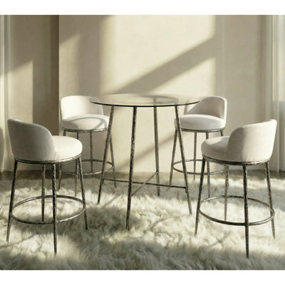 Lalia 5-Piece Hammered Metal Counter Height Table Set