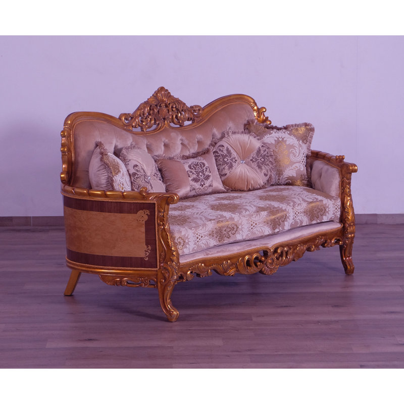Maggiolini Upholstered 73'' Loveseat, Gold, beige, light brown, Brown