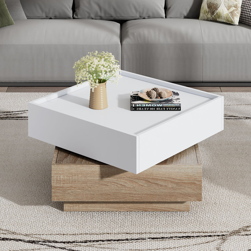 Coffee Table with Storage, White/Brown