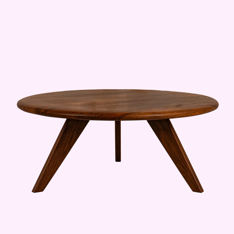 Handmade Walnut Solid Wood Coffee Table, 14" H x 44" L x 44" W