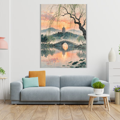 Art mural East Glass Misty Lake Landscape