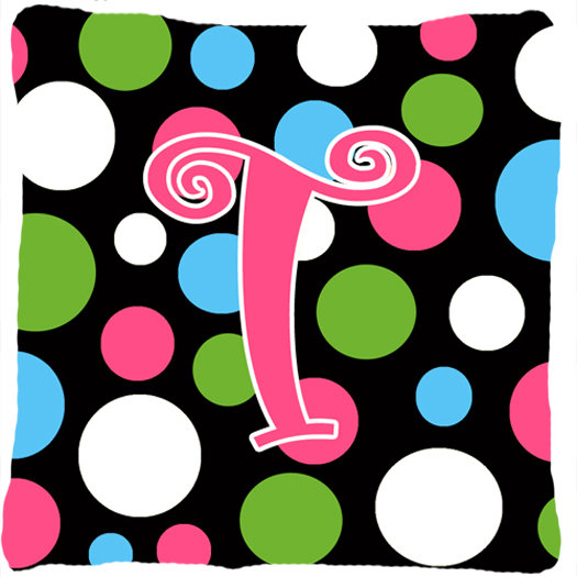 Monogramme Initial Polkadots intérieur/extérieur Throw Pillow, T